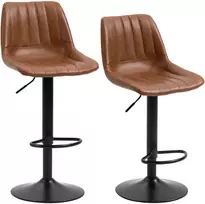 Koduva Retro stiliaus baro kėdžių 2 dalių komplektas, su kojų atrama, reguliuojamas aukštis, ruda, 43 x 49,5 x 91-111 cm