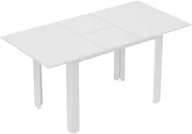 Koduva Išskleidžiamas valgomojo stalas, 120-160 x 80 cm, blizgiai balta, MDF