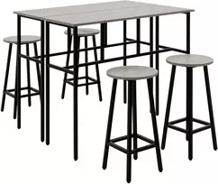 Aosom 6 dalių baro stalo komplektas industrinio stiliaus, pilka + juoda