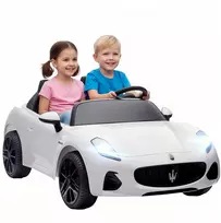Koduva Maserati elektrinis vaikiškas automobilis, 2 vietų, 12V, baltas, 120 x 72 x 50 cm