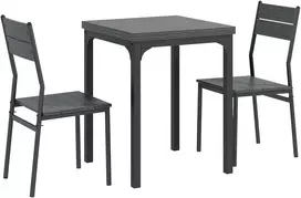 Koduva 3 dalių valgomojo komplektas, stalas ir 2 kėdės, MDF ir metalas, pilka