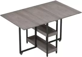 Koduva Sulankstomas valgomojo stalas industrinio dizaino, iki 4 asmenų, pilkas, 133,4 x 80 x 75 cm