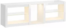 TV staliukas Koduva TV stovas su RGB LED apšvietimu, baltas, 160 x 35 x 52 cm, iki 75 colių