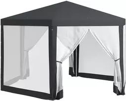 Koduva Šešiakampė sodo pavėsinė su tinklelinėmis užuolaidomis, metalinis rėmas, tamsiai pilka, 394 x 341,2 x 250 cm