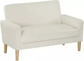 Koduva 2 vietų sofa, dvivietė sofa su gummedžio kojomis, kreminės baltos spalvos