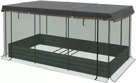 Koduva Paaukštinta lysvė su paukščių apsauginiu tinklu ir nuo saulės apsaugančia danga, metalinė, 230 x 110 x 110 cm, pilka / žalia / juoda