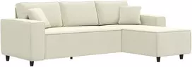 Koduva Kampinė sofa su šezlongu, 3 vietų, kreminė balta, korduro, 241 x 153 x 83 cm