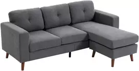 Koduva Kampinė sofa 192 cm, 3 vietų, su keičiamu šezlongu, tamsiai pilka