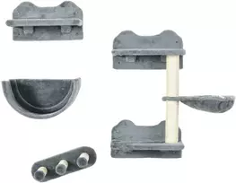 Koduva Katzen kletterwand set kačių sieninis laipiojimo rinkinys, 4 dalių, pilkas, su hamaku, draskymo lenta ir šuolių platformomis