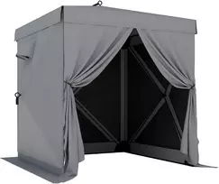 Koduva Pop-up pavėsinė 1,85 x 1,85 m, tamsiai pilka, su 4 tinklelinėmis šoninėmis sienelėmis, krepšiu
