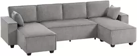 Koduva Kampinė sofa su dviem šezlongais, U formos, šviesiai pilka, 311 x 154 x 91 cm