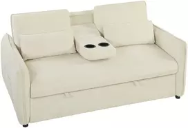 Koduva 3-in-1 išlankstoma miegamoji sofa, dvivietė, smėlio spalvos, 166 x 90 x 84 cm