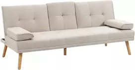 Koduva Miegamoji sofa 3 vietų, atlošas su 3 padėtimis, atlenkiamu staliuku, smėlio spalvos, 181 x 77 x 78 cm
