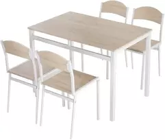 Koduva 5 dalių valgomojo komplektas, valgomojo stalas su 4 kėdėmis, šviesiai pilka ir balta, 100 x 63 x 76,5 cm