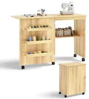 Koduva Sulankstomas kompiuterinis stalas ir spintelė 2in1, MDF, natūrali