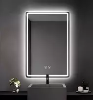 Koduva Vonios veidrodis su LED apšvietimu, juodas, 70 x 50 cm