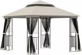 Koduva Sodo pavėsinė su dvigubu stogu, smėlio spalvos, 2,99 x 2,99 x 2,74 m