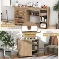 Koduva Sulankstomas siuvimo stalas / darbo stalas, rudas, MDF, 146 x 50 x 78 cm