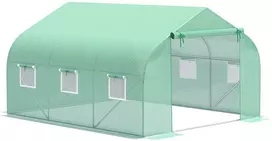 Koduva Šiltnamis 3,5 x 3 x 2 m, plėvelinis, tamsiai žalias, su ritinine durimi ir 6 tinkliniais langais