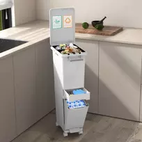 Koduva 3 in 1 daugiafunkcinė šiukšliadėžė su pakreipiamu apatiniu konteineriu, balta