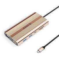 Orico USB-C 12w1 | USB-A | USB-C PD 100W | HDMI 4K | VGA | RJ45 Gigabit D 100W - różowo-złota ORICO-XDR-X22-RG-BP