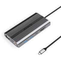 Orico USB-C 12w1 | USB-A | USB-C PD 100W | HDMI 4K | VGA | RJ45 Gigabit - szara ORICO-XDR-X22-GY-BP