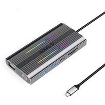 Orico USB-C 12w1 RGB | 3x USB-A | USB-C PD 100W | HDMI 4K | VGA | RJ45 Gigabit - szara ORICO-XDR-X2-GY-BP