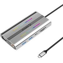 Orico USB-C 12w1 RGB | 2xUSB-A | 1xUSB-C PD 100W | 2x HDMI 4K 60Hz | 1xVGA | 1xRJ45 Gigabit - szara ORICO-XDR-X1-SV-BP