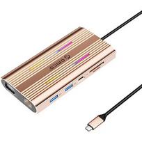 Orico USB-C 12w1 RGB | 2xUSB-A | 1xUSB-C PD 100W | 2x HDMI 4K 60Hz | 1xVGA | 1xRJ45 Gigabit - różowo-złota ORICO-XDR-X1-RG-BP