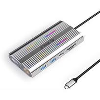 Orico USB-C 12w1 RGB | USB-A | USB-C PD 100W | 2x HDMI 4K 60 Hz | DisplayPort 4K 60 Hz | RJ45 Gigabit - srebrna ORICO-XDR-X3-SV-BP