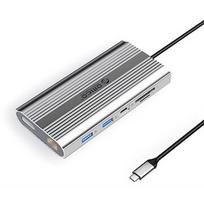Orico USB-C 12w1 | USB-A | USB-C PD 100W | 2x HDMI 4K 60Hz | DisplayPort 4K 60Hz | RJ45 Gigabit - srebrna ORICO-XDR-X33-SV-BP