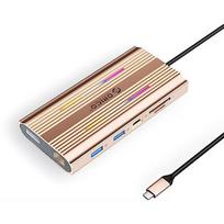 Orico USB-C 12w1 RGB | USB-A | USB-C PD 100W | 2x HDMI 4K 60 Hz | DisplayPort 4K 60 Hz | RJ45 Gigabit - różowo-złota ORICO-XDR-X3-RG-BP