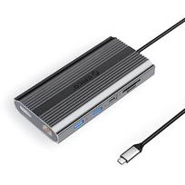 Orico USB-C 12w1 | USB-A | USB-C PD 100W | 2x HDMI 4K 60Hz | DisplayPort 4K 60Hz | RJ45 Gigabit - szara ORICO-XDR-X33-GY-BP