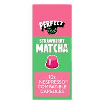Braškių skonio matcha žaliosios arbatos kapsulės Nespresso® Original kavos aparatams PerfectTed, 10 vnt.