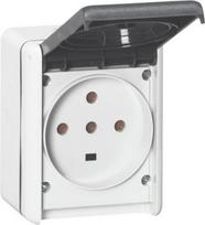Socket outlet Plexo IP44 -  32 A - 3P+N+E - 230 V - surface mounting - grey 055877 | 3245060558772