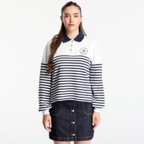 Tommy Hilfiger Roundal Collar Sweatshirt Wide Strp Ecru / Dark Night Navy - Dydis XS (WW0WW50036 0FG Džemperiai)
