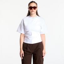 Calvin Klein Jeans Ss Logo Neck Detail Interlock Top Bright White - Dydis M (LV047G235G YAF Marškinėliai)