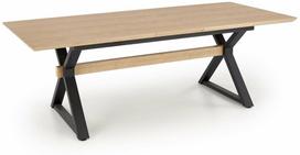 Valgomojo stalas išskleidžiamas Henry, ruda sp./juoda sp., 180 - 300 cm x 100 cm x 75 cm