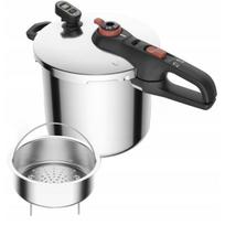 Tefal slėginis puodas P2594401, 8L, juodas, nerūdijantis plienas, garų gaminimas, 2 rankenos, garų krepšys