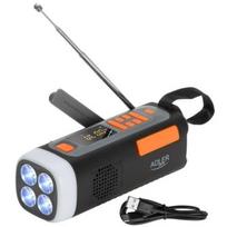 Adler AD 1920 avarinis radijas, 4500 mAh, juodas, AM, FM, SW, Bluetooth, žibintuvėlis, USB C įkrovimas