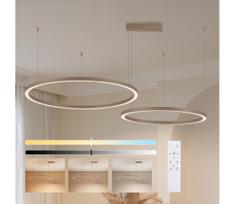 Brilagi - reguliuojamas LED pakabinamas šviestuvas ant troselio PORTOFINO LED/98W/230V smėlinis + su nuotoliniu pulteliu