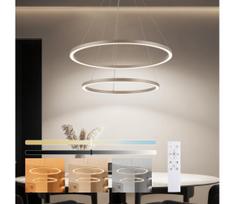 Brilagi - reguliuojamas LED pakabinamas šviestuvas ant laido PORTOFINO LED/98W/230V skersmuo 80 cm smėlio spalvos + su nuotoliniu pultu