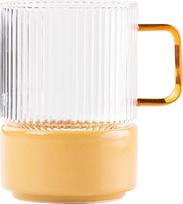 Zafferano Arbatos puodelis T-Set 450 ml su gintaro spalvos laikikliu ir užkandžių dubenėliu