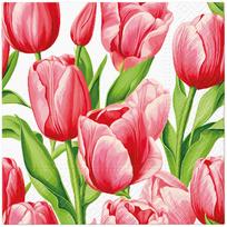 Popierinės servetėlės PAW Tulip Time, 33 cm x 33 cm, raudona sp./žalia sp., 20 vnt.