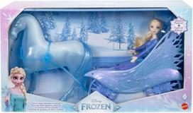 Lėlė su priedais Mattel Frozen Elsa & Nokk Adventure Carriage JBG56, 28 cm, mėlyna sp.