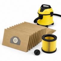 Dulkių siurblio maišeliai KARCHER WD3, WD2 Plus, KWD3, MV3, SE4001, 12 vnt. + didelis filtras