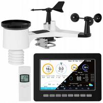 Belaidė orų stotelė su saulės baterija, LCD ekranu, WiFi, 7 in 1, 100 m