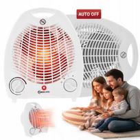 Oro šildytuvas BOKATO, 2000W, su termostatu, 2 šildymo lygiai, baltas