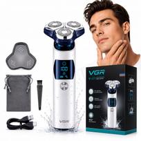Vyriškas skustuvas VGR, atsparus vandeniui, 3 galvutės, USB įkrovimas, LED, 150 min