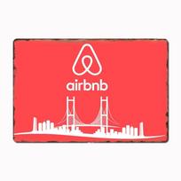 Vintažinis Airbnb logotipas 1 Metalinė plokštelė Plakatas Sienų dekoras Kino svetainės freska Juokingas skardinis ženklas Virtuvės miegamojo kavinės baro užeigos gyvenamasis 20x30cm（7.8x11.8inch） brown